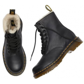 Ботинки DR.MARTENS 1460 SERENA ЧЕРНЫЕ С МЕХОМ